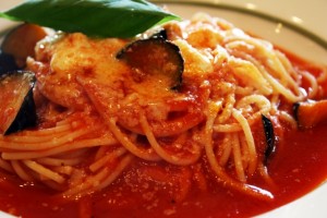 なすとベーコントマトパスタ
